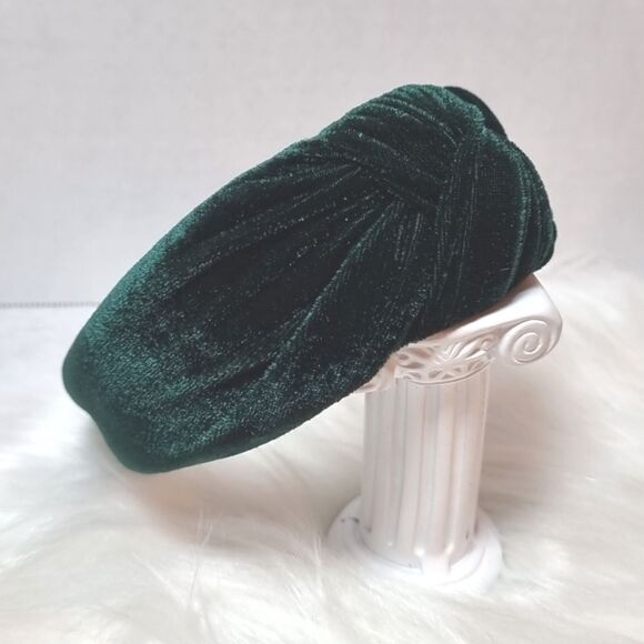 New Wide Green Velvet Top Knot Headband fall christmas Luxe Luxury - Picture 4 of 9